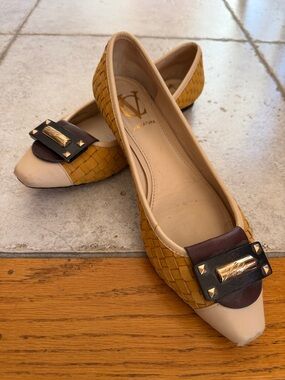 Woven leather flat VC Signature